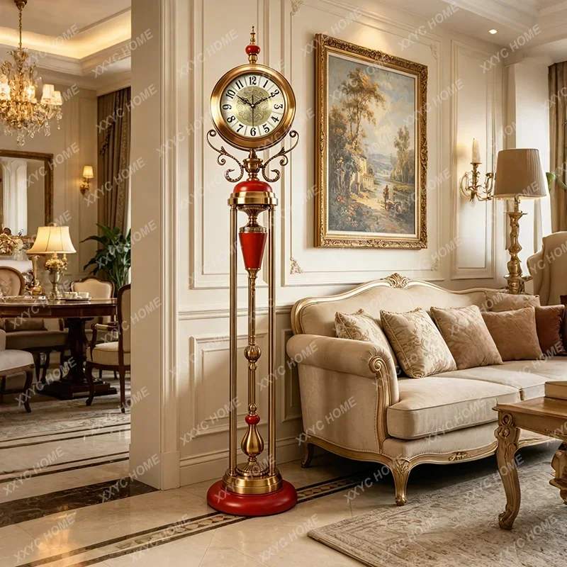 

light luxury modern simple vertical floor clock retro living room home villa decorative clock