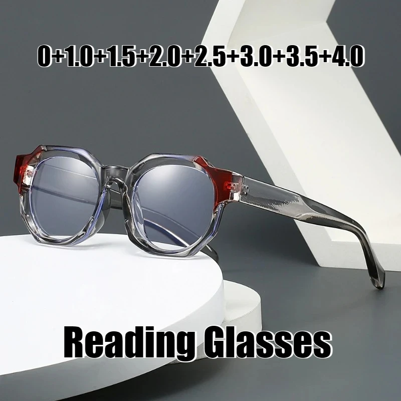 

Men's New Fashion Reading Glasses HD Anti-blue Light Glasses Men and Women Fashion Large Frame Presbyopia Glasses To +3.5+4.0