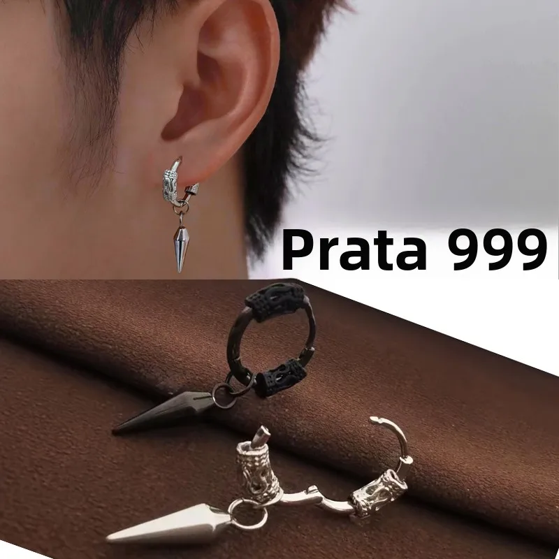 brinco-de-prata-pura-com-borla-ear-cuff-masculino-joia-decorativa-de-moda-para-orelha-Unica-design-original-unissex