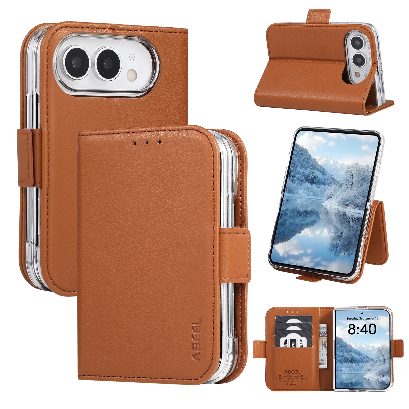 Étui de téléphone en cuir PU de luxe, pour iPhone Duo, avec fente pour carte antivol et protection anti-chute pour coque iPhone Duo