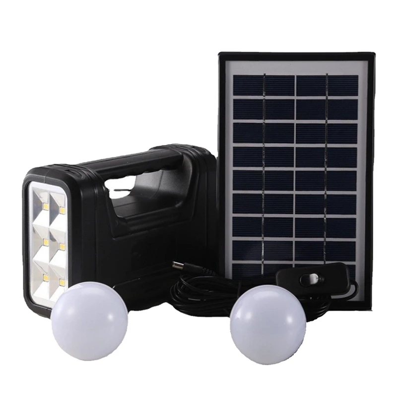 

Solar Panel Light 2 Bulb Set Flashlight Energy Saving Solar Light Outdoor Indoor Rechargeable LED Light-A42I