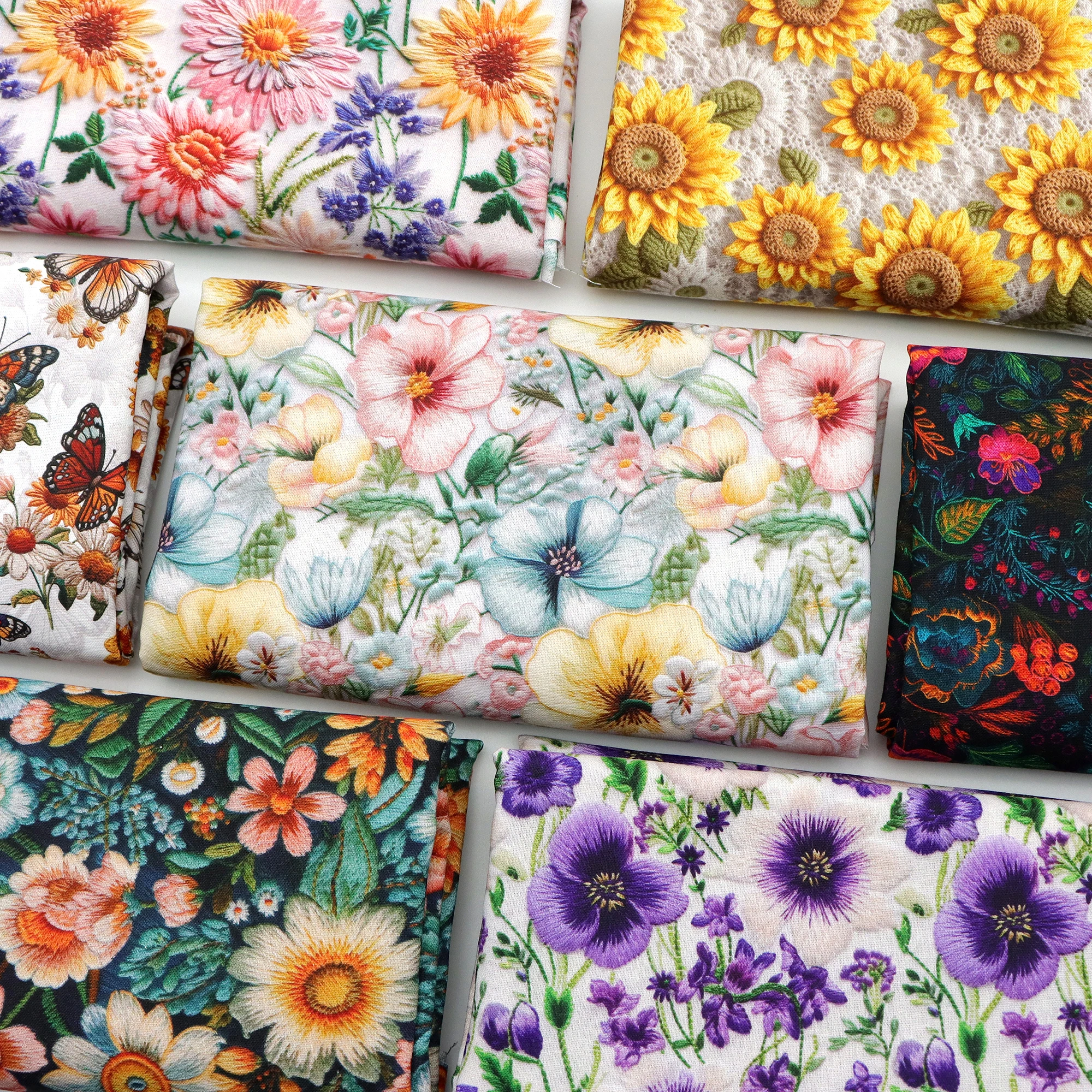 

50*145cm Imitation Embroidery Flower Polyester Cotton Fabric For Tissue Sewing Quilting Fabrics Needlework DIY Pillow Cloth