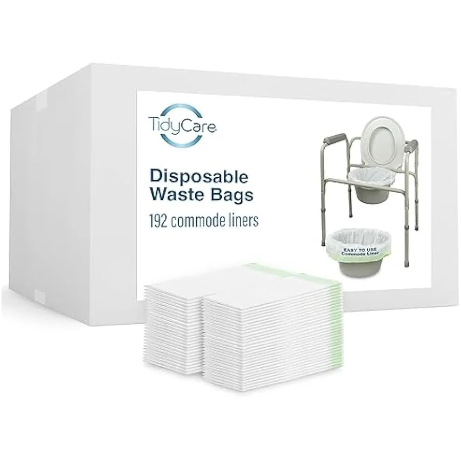 

Bedside Commode Liners for Portable Toilet Chair Bucket and Bedpan | Value Pack of 192 Disposable Waste Bags for Adults in Medi