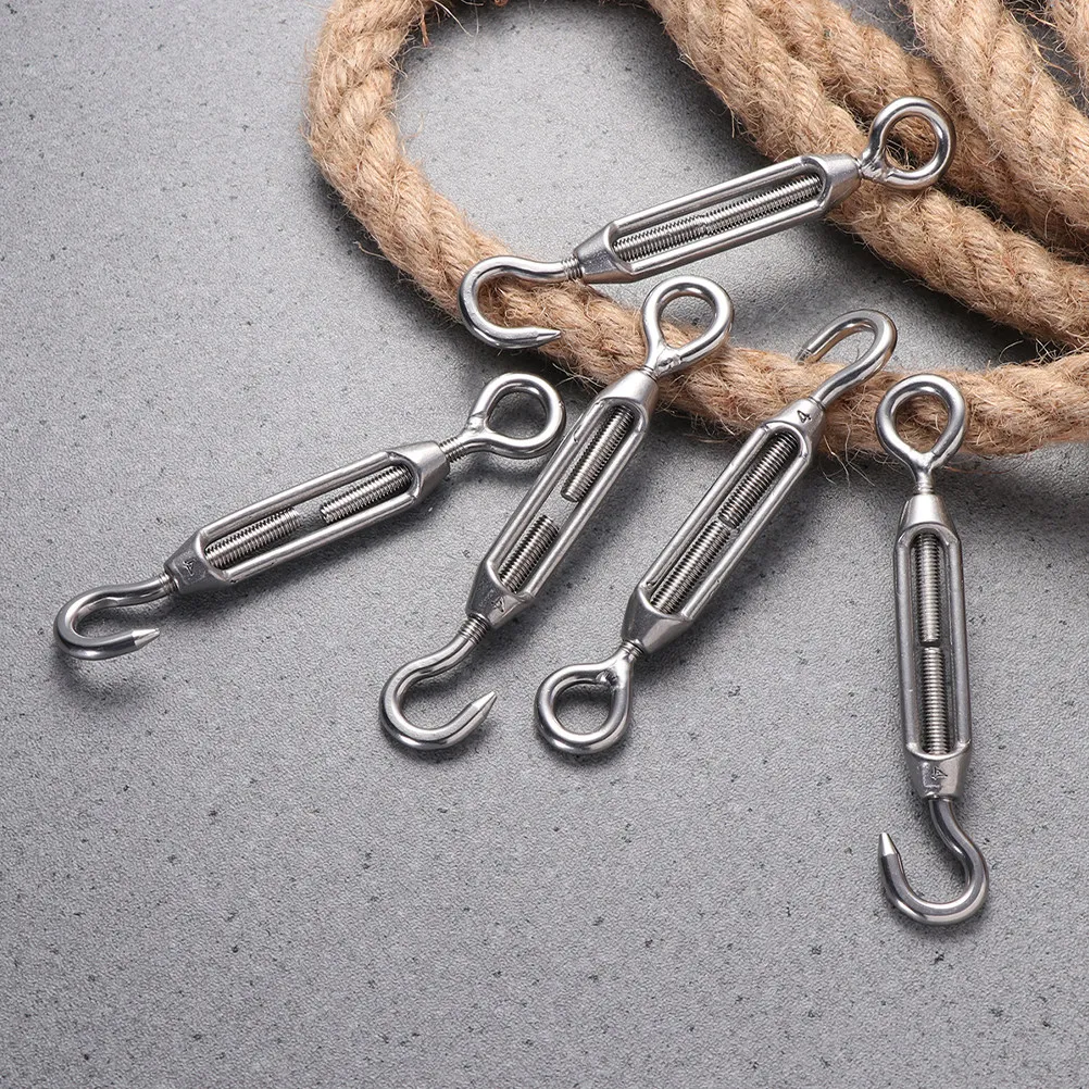 5Pcs Stainless Steel Wire Rope Tensioner Heavy Duty Adjustable Turnbuckles for Outdoor Marine Cable Tightener Fence Tent