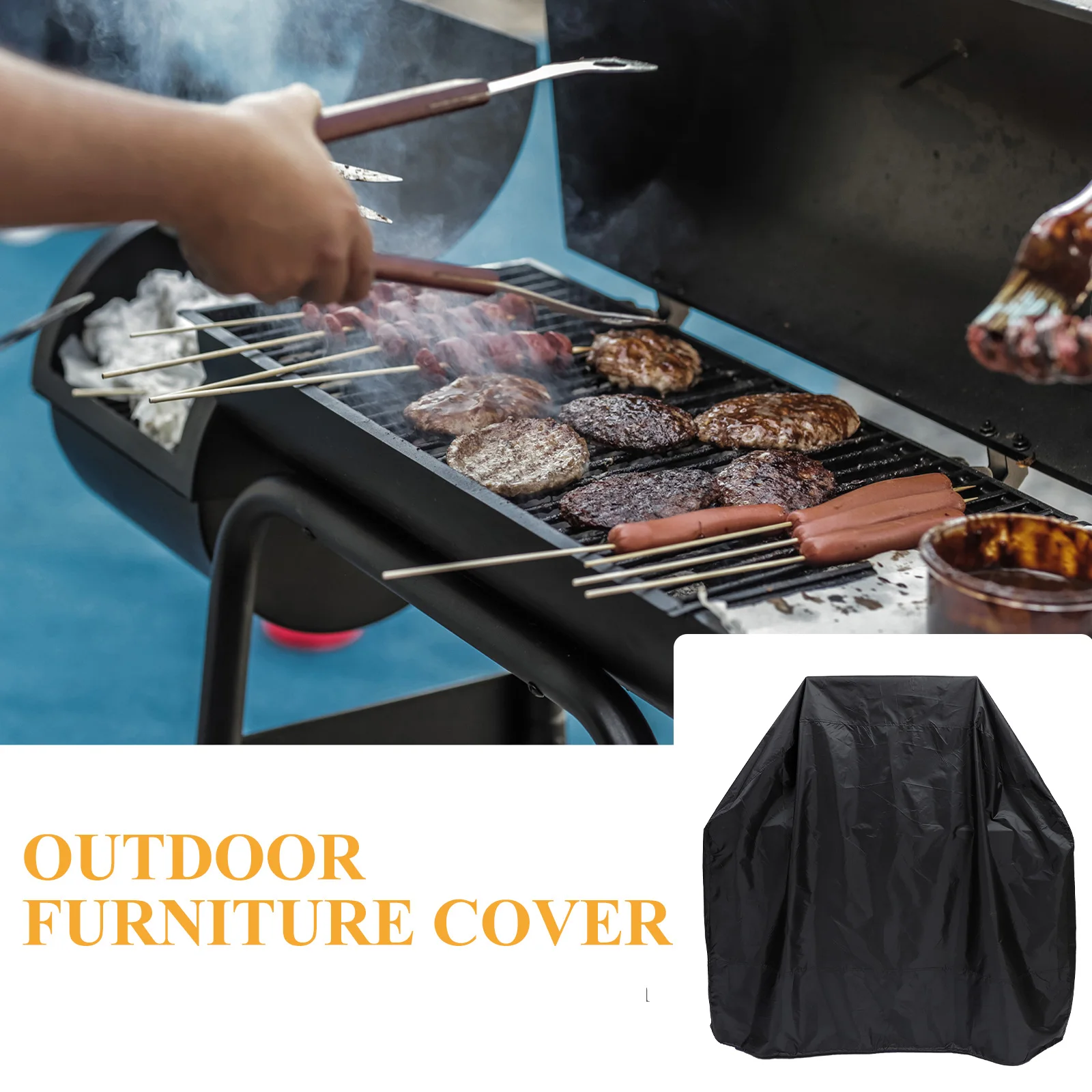 

Grill Cover Barbecue Oven Protector Waterproof Dustproof Outdoor BBQ Cover Heavy Duty Polyester Easy Cleaning Foldable Sun