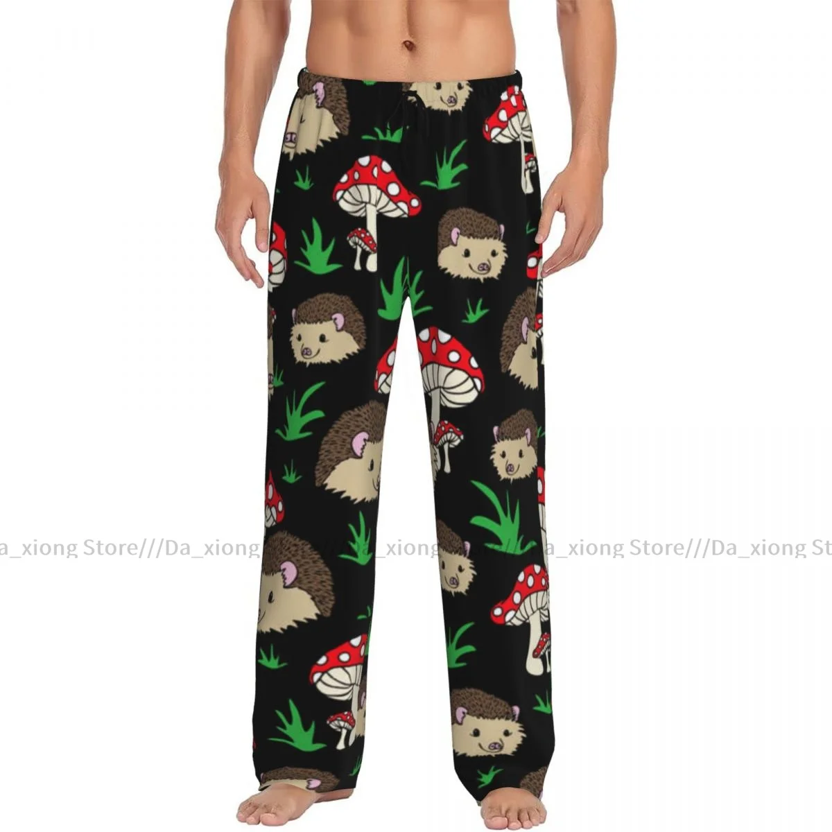 Men Sleep Bottoms Male Lounge Trousers Men's Hedgehogs And Mushrooms Pajama Pants