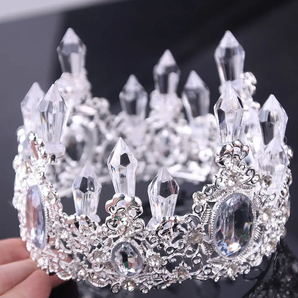 

1Pcs Baroque Crystal Crown Cake Topper Silver Crown Decoration Birthday Wedding Party Dessert Accessory Birthday Cake Decor