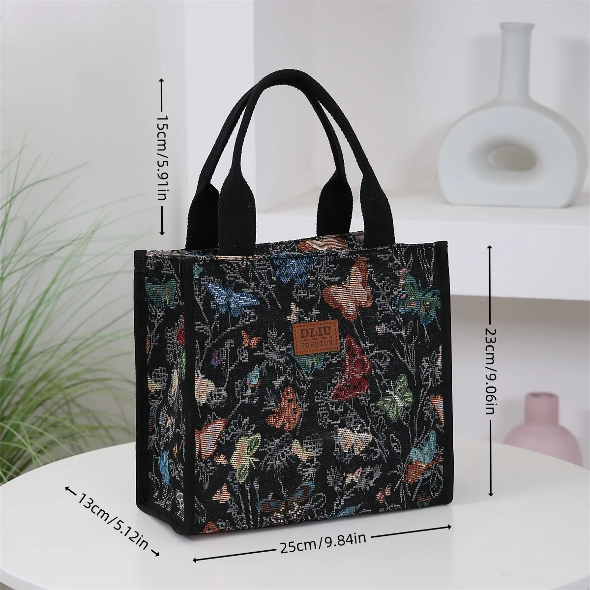 New knitted jacquard thickened fabric handbag, Mommy daily fashion portable work sundry storage bag, square bag, lunch box bag