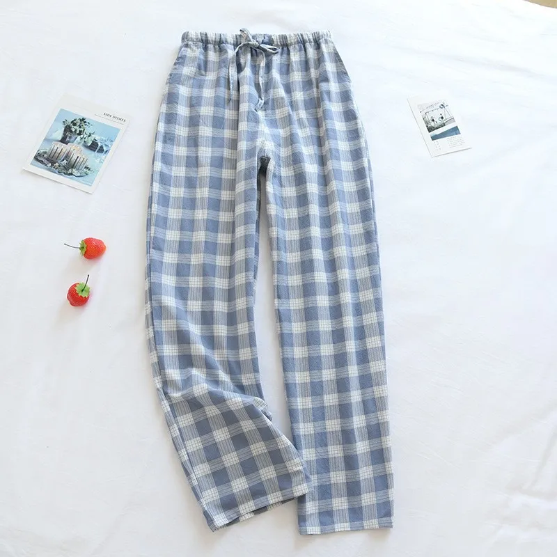 New Arrival Sleepwear For Men Pajamas Pants Spring Summer Home Wear Clothes For Sleep Bottoms 100% Cotton Plaid Loose Pants