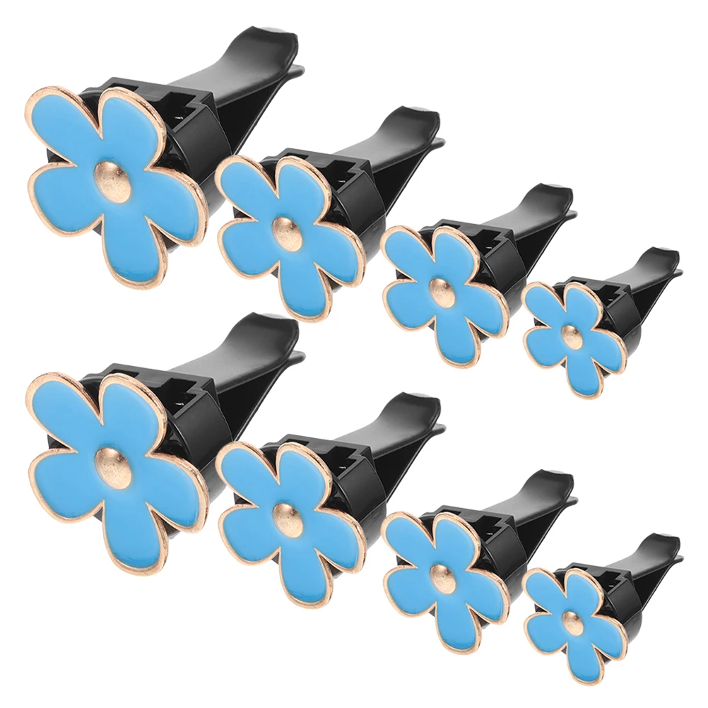 

8pcs Air Freshener Vent Clips Flower Car Accessories Fragrance Diffuser Durable Metal Daisy Design Easy Install Compact