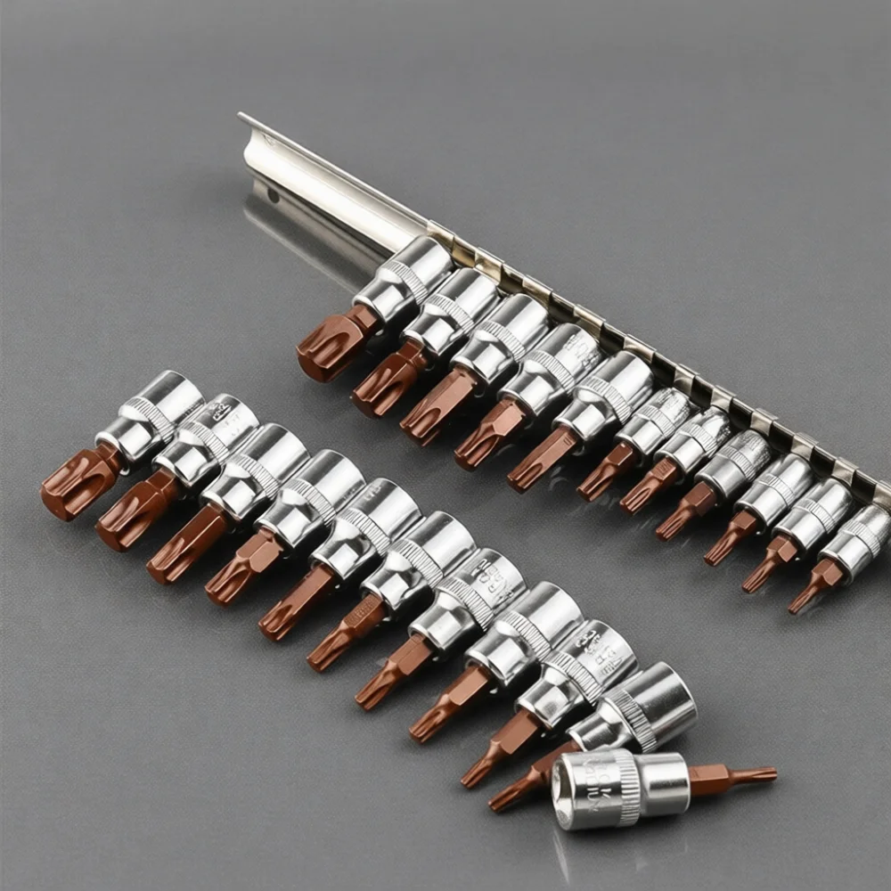 Industrial Grade S2 Steel Bit Socket Set Hex Star Torx Drive Adapter Hand Accessory For Automotive Machinery Repair Task