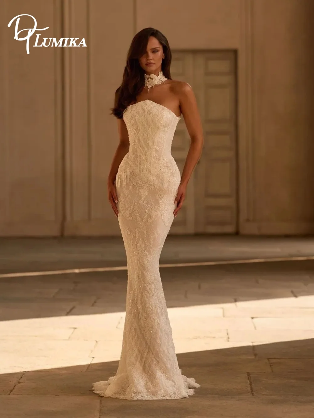 Opulent Strapless Lace Wedding Dress 2027 Sweetheart Corset Fringe Detail Fitted Silhouette Bride Dresses Customized Bridal Gown