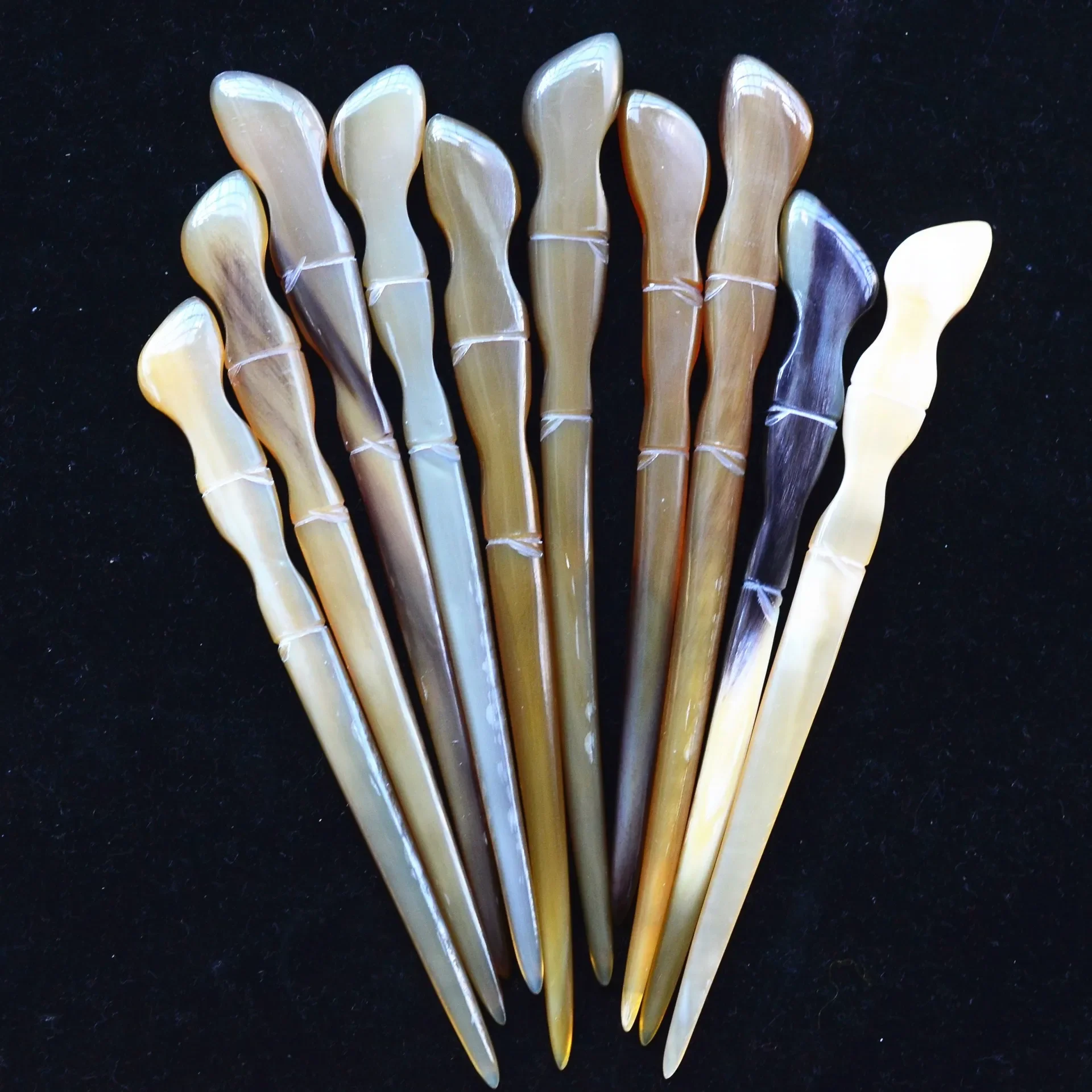 Natural Yak Horn Hollowed-out Carving  Chinese Traditional Design Hairpin Multi-style Yak Horn Hair Pins