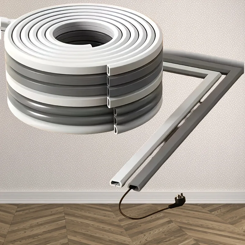 1pc 3M Self-Adhesive PVC Cable Management Tube, Invisible Floor Wire Cover for Desk, Wall & Floor Installation, Home Decor