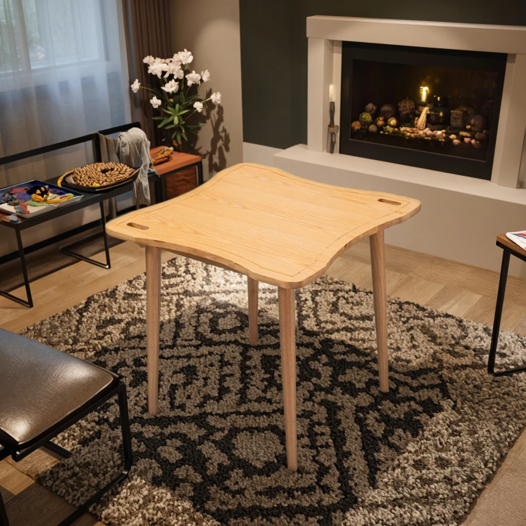 طاولة طعام متعددة الوظائف من الخشب الطبيعي مكونة من 4 مقاعد وطاولات مربعة حديثة لمنزل الرضاعة المسنين #6