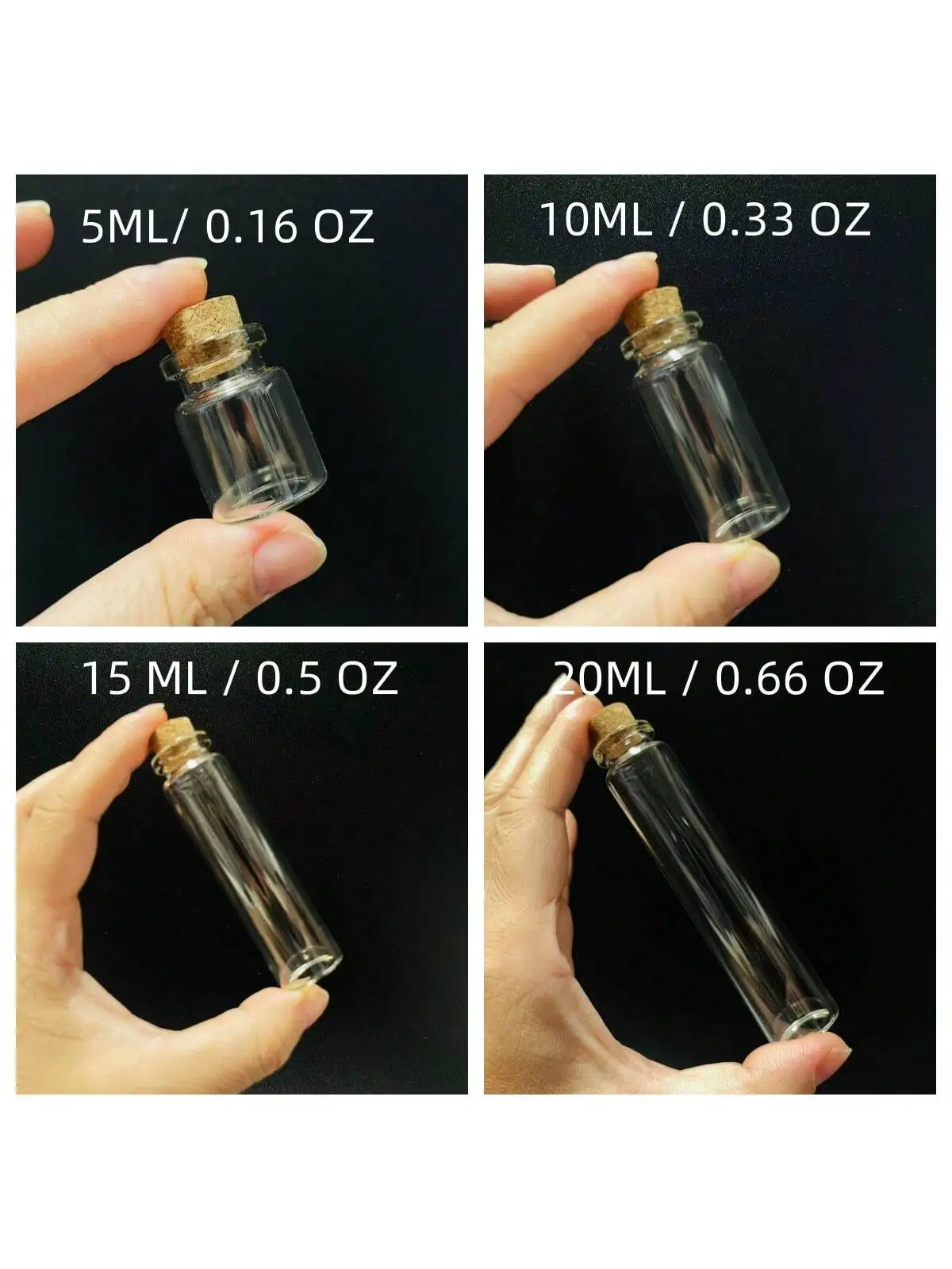 1-10 Pcs Mini Glass Bottles with Cork Stoppers - 5/10/15 ml Empty Glass Vials for DIY, Decoration, Message, Crafts & Wholesale