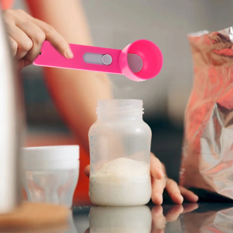 1Pc Plastic Powder Sliding Spoon No Spill Measuring Spoon Funnel For Prepare Protein Powder Workout & Sports Drinks