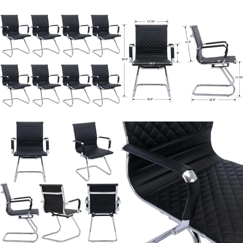 

Кожаные конференц-кресла Executive, черные, комплект из 8 штук для переговорных комнат