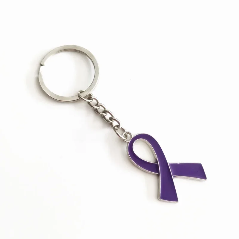 Porte-clés ruban de sensibilisation multicolore en émail, breloque de soutien, porte-clés de voiture, souvenir caritatif, pendentif de sac, cadeau bijou