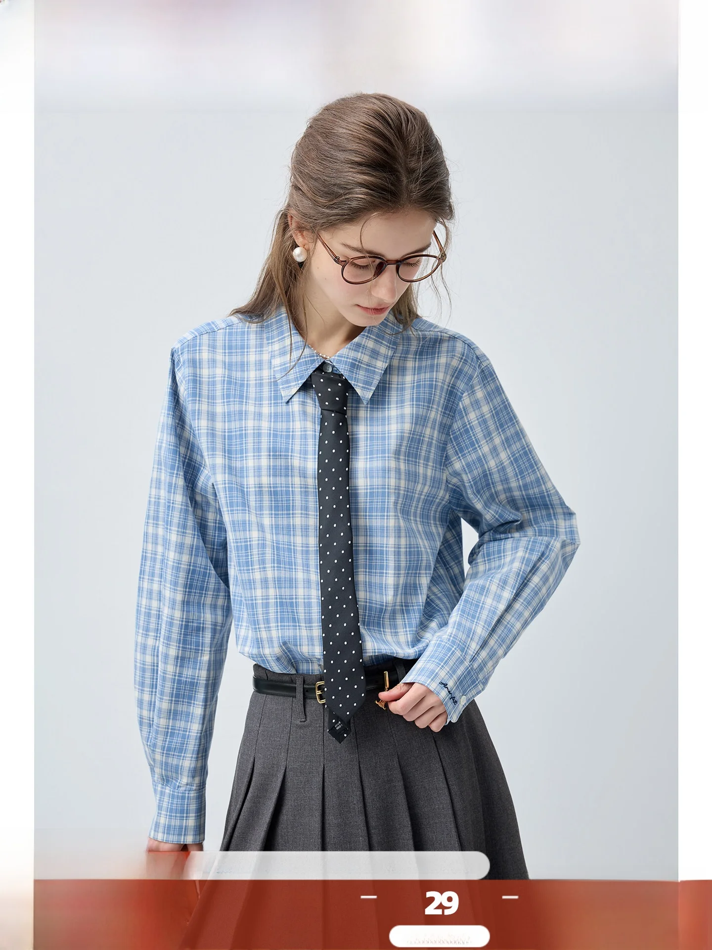 

Женская повседневная рубашка в клетку большого размера с длинным рукавом, приталенного кроя, весенняя новинка, удобная для поездок на работу, универсальный топ для полных женщин