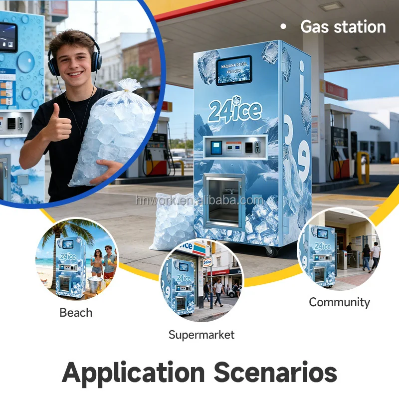 The Best-selling Reverse Osmosis Water Treatment Quantitative Ice Bag Automatic Ice Making and Selling Machine