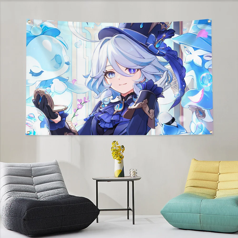 

Furina Tapestry Fall Decor Room Flags for Bedrooms Decorations Custom Flag to Hang Genshin Impact Home Garden Outdoor Decoration