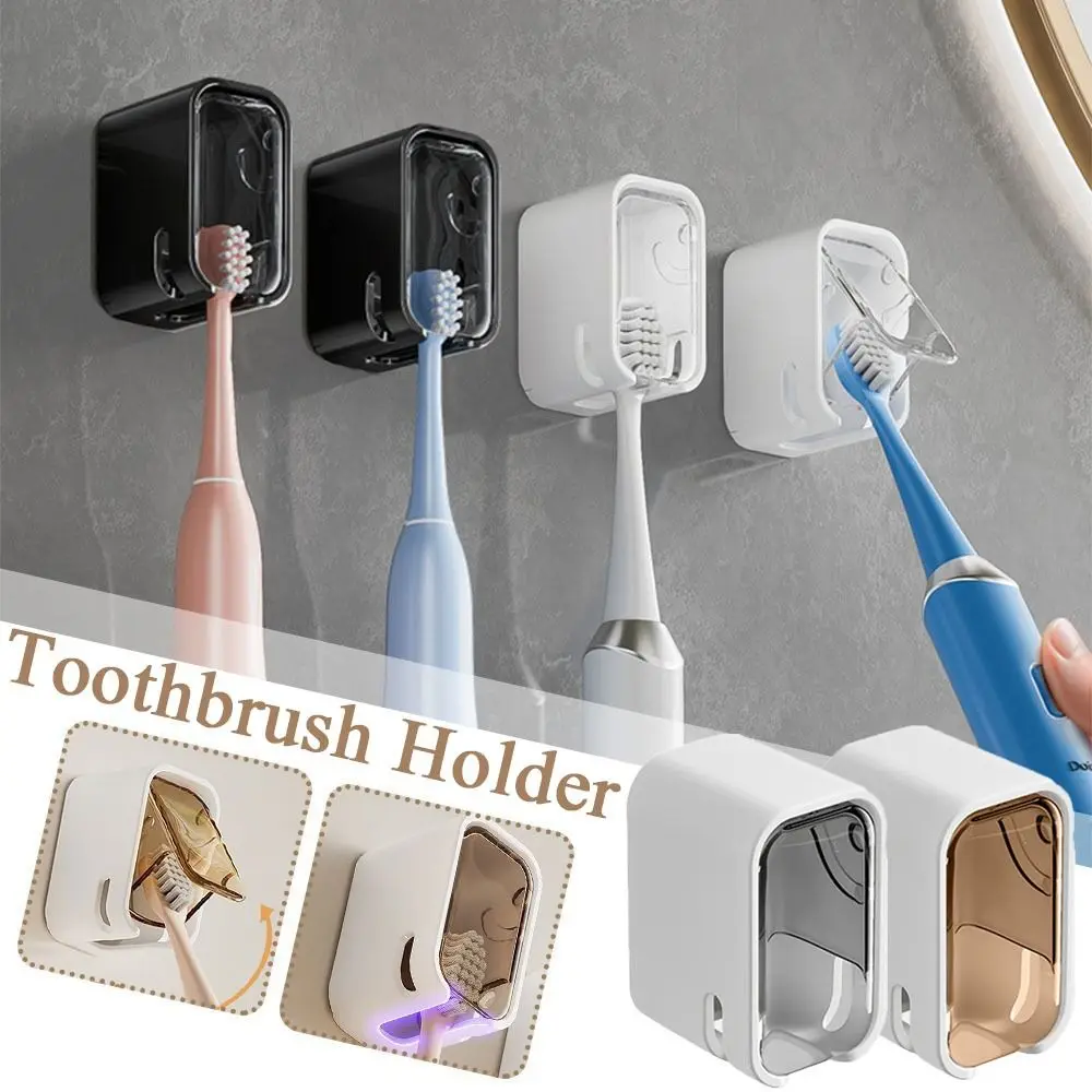 Portable Dustproof Toothbrush Holder Flip-top Wall Mounted Electric Toothbrush Storage Rack Toothbrush Storage Box