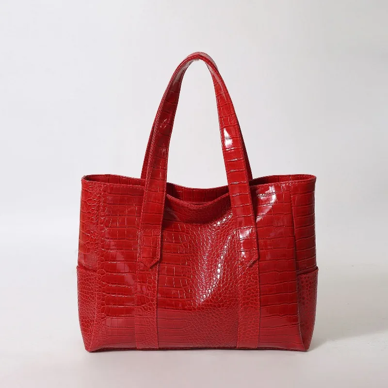 

Stylish Women's Tote Bag, Retro Crocodile Pattern Handbag Shoulder Bag, Suitable for Shopping, Dating, Outings, Work Commuting