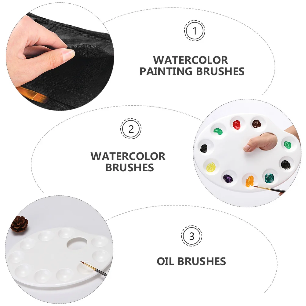 

1 set 1 Set Painting Brush Set Nylon Bristles Wooden Handle For Oil Watercolor Art Craft Drawing Portable Storage Bag Included