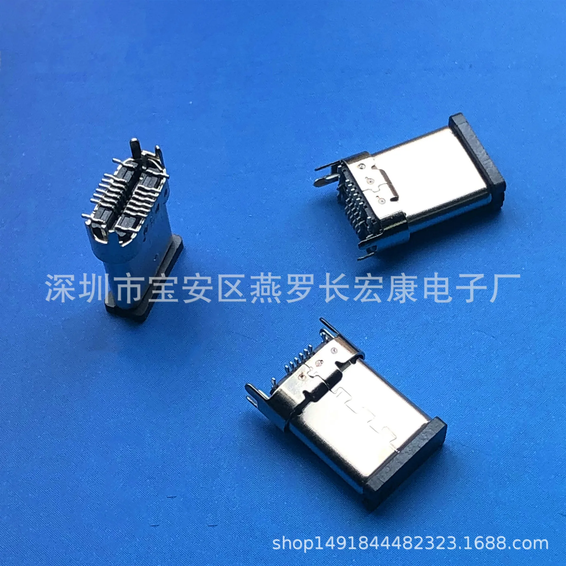 For TYPE-C 16Pin male, upright patch SMT upright sticker, four feet in line, riveting, with dust plug
