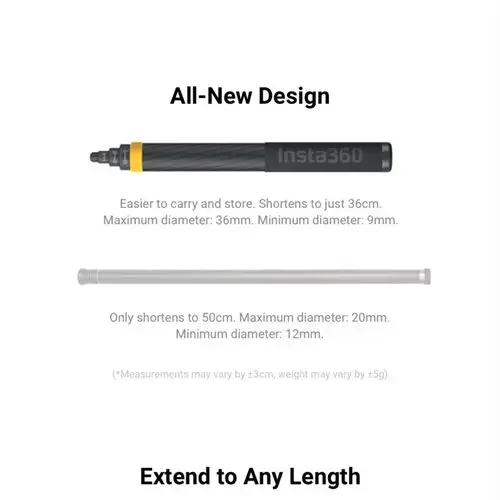Insta360 New 3m Ultra-long Extended Edition Carbon Fiber Selfie Stick For Insta 360 ONE X2 /ONE R/ONE X view 4