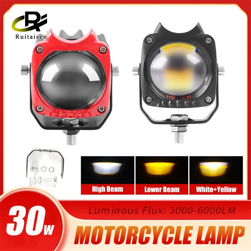 

Motorcycle Headlight Mini Lens Led Work Light White Yellow Driving Lamps Fog Lights Spotlight Car Truck Off Road ATV UTV 12V 36V