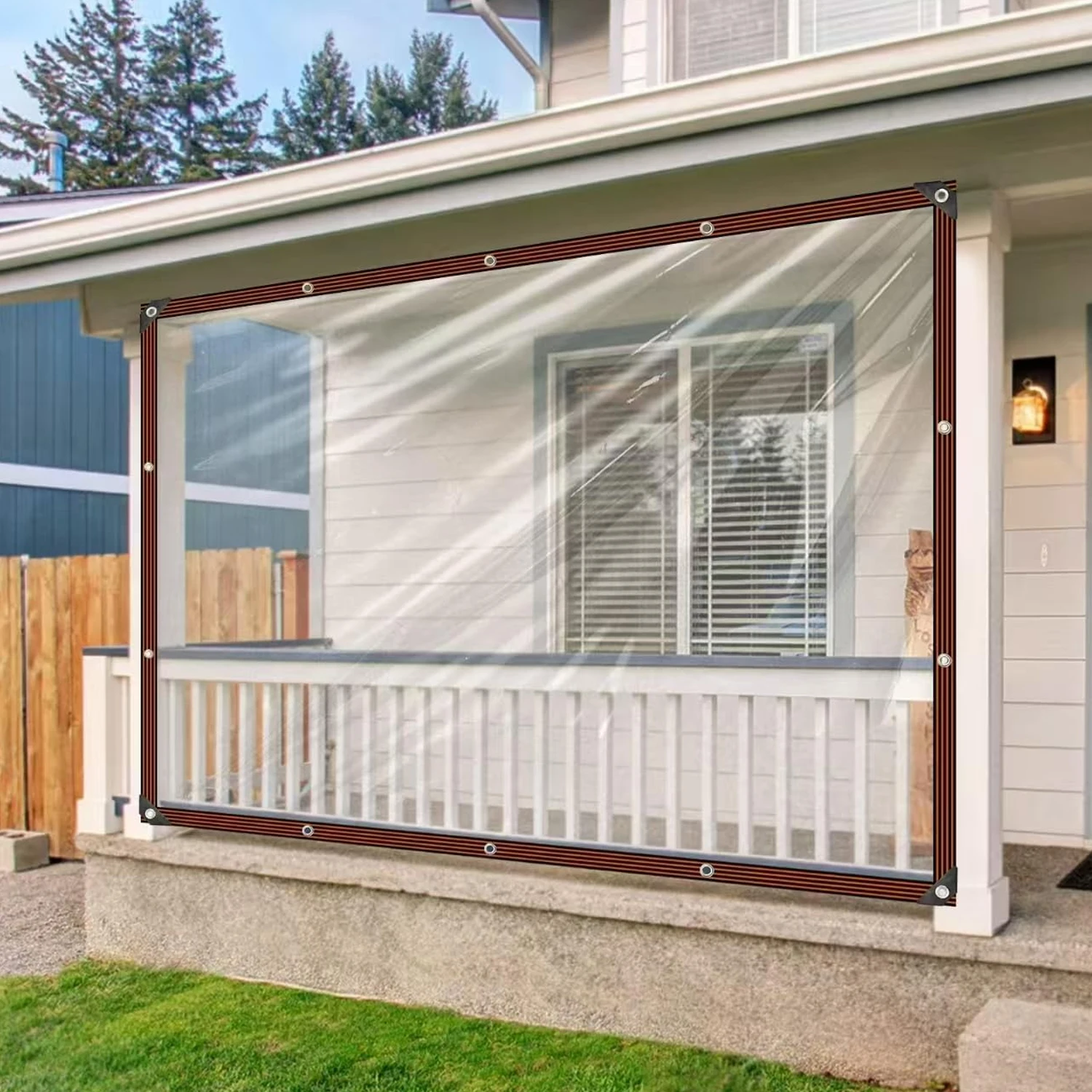Lona Transparente Impermeável para Exterior com Ilhoses