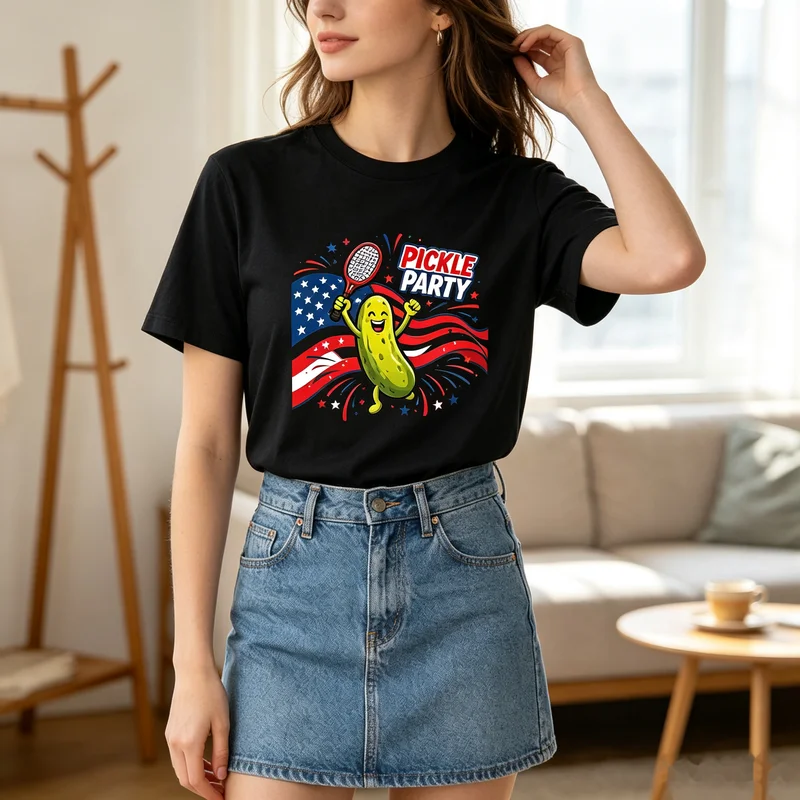 Women Top Fashion - Camiseta Gráfica Engraçada de Picles com