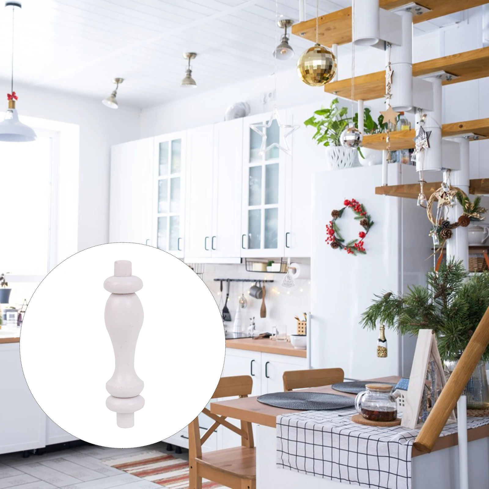 1PC Wooden Balusters Spindles White for Wooden Door Decoration 7.4x1.8cm