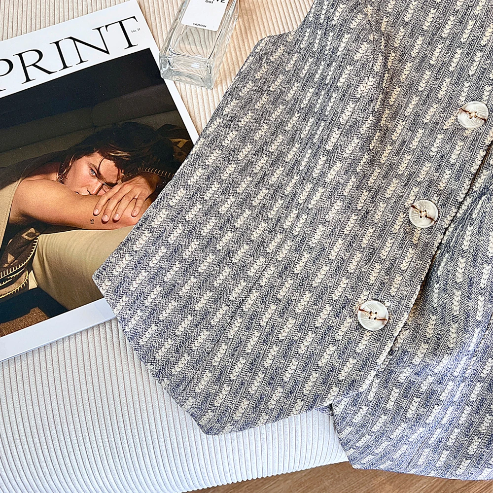 Faionable الراقية الرجعية منقوشة سترة Jaet الرجال النساء الخريف الراقية الشعور أناقة ملابس خارجية طبقات Svel أعلى #2