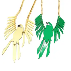 KUGUYS Big Eagle Bird Pendant Necklace for Women Green Golden Mirror Acrylic Trendy Animal Sweater Chain Fashion Jewelry