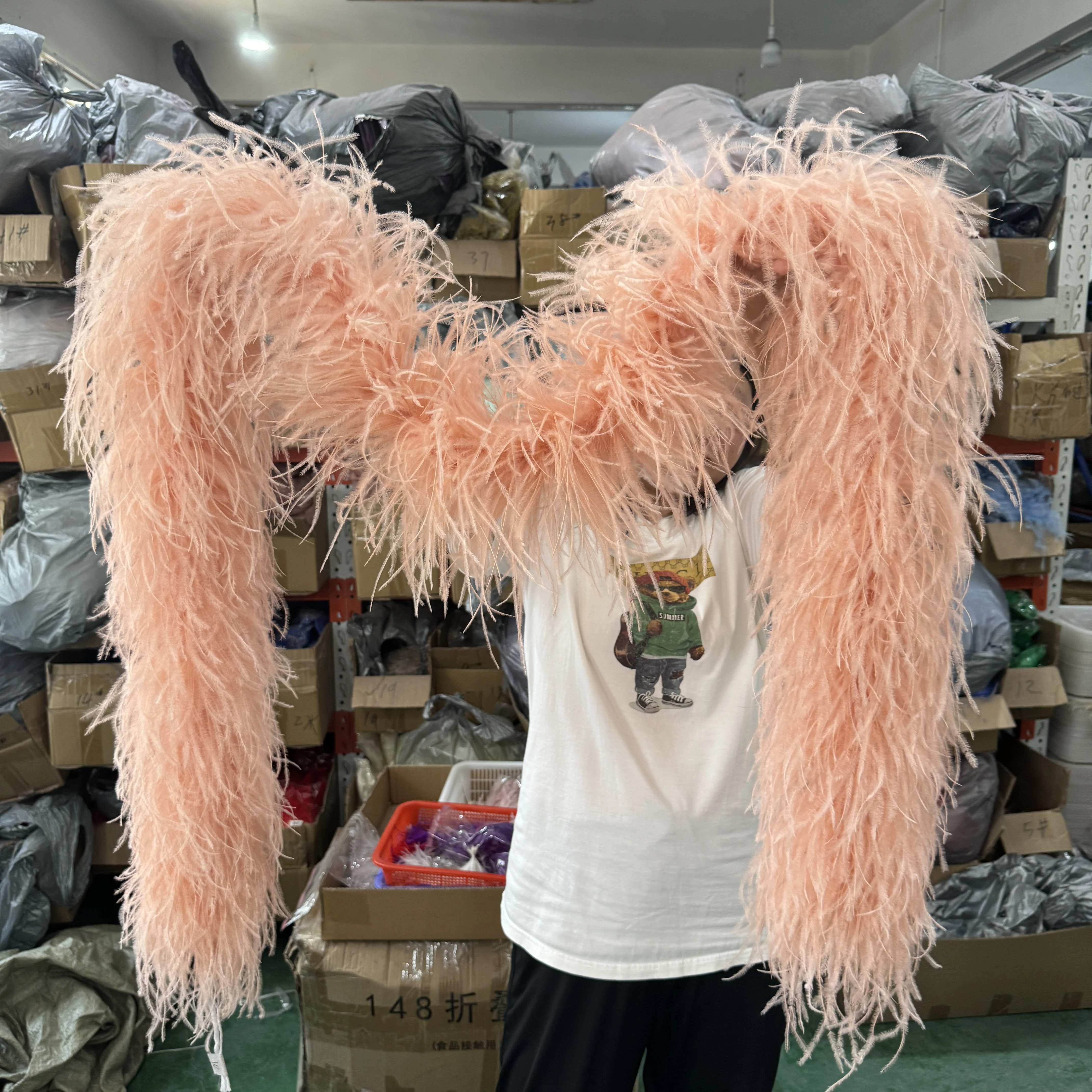 10/15PLY Thick Ostrich Feather Boa Fashionable Colorful Ostrich Feather Shawl/Scarf for Wedding Dress Decoration 1/2/3Meter Long