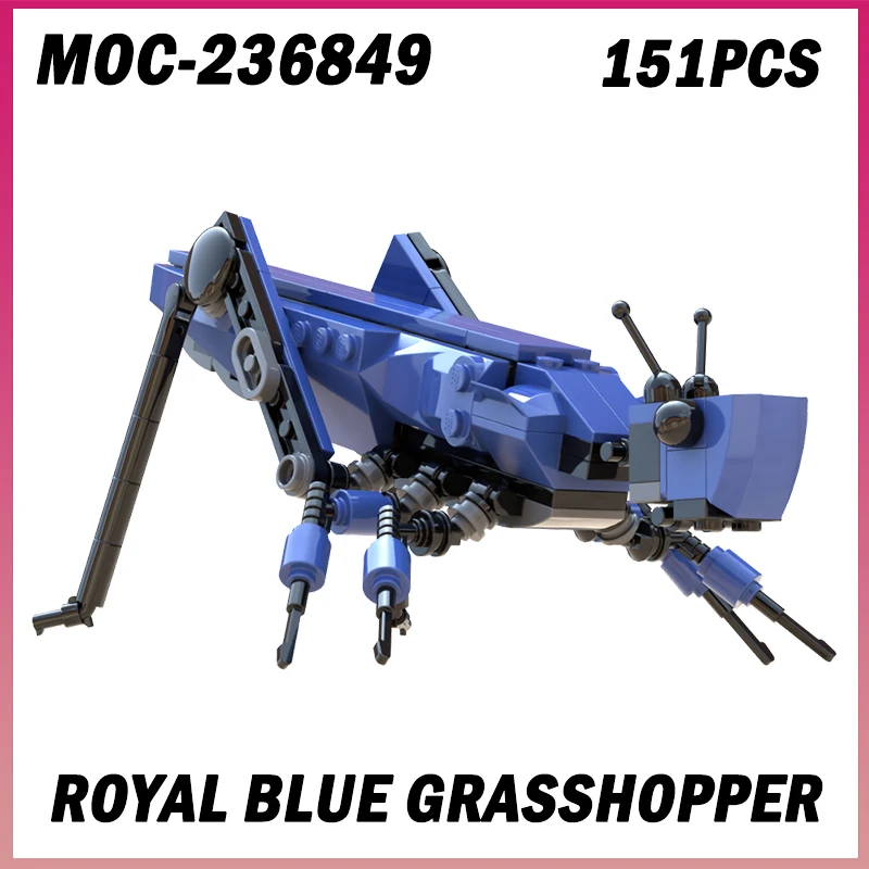 

151 шт. MOC-236849 королевский синий коник насекомое модель животного строительные блоки кирпич творческая сборка игрушки мальчик подарок на день рождения