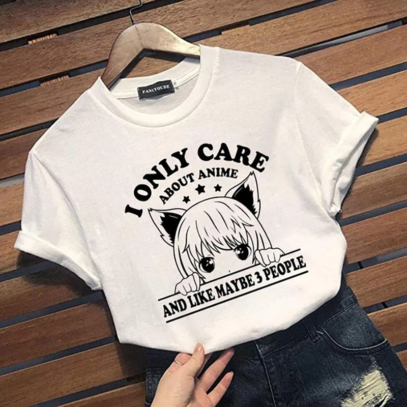 

Women's New Anime Lovers Pattern Printed T-Shirt Cute Casual Anime Harajuku Comfortable Round Neck T-Shirt Tops