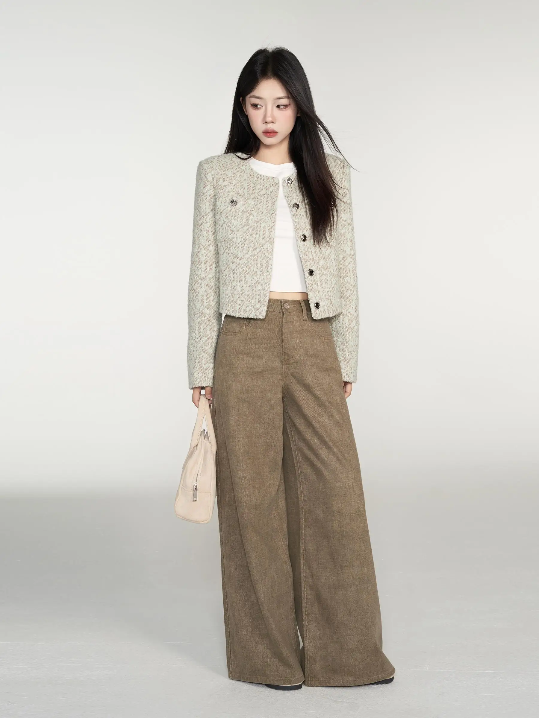 High Waist Wide Leg Jeans Women's Loose Fit Straight Cut Floor-Length Pants Autumn Fashion Comfortable Slimming Jeans