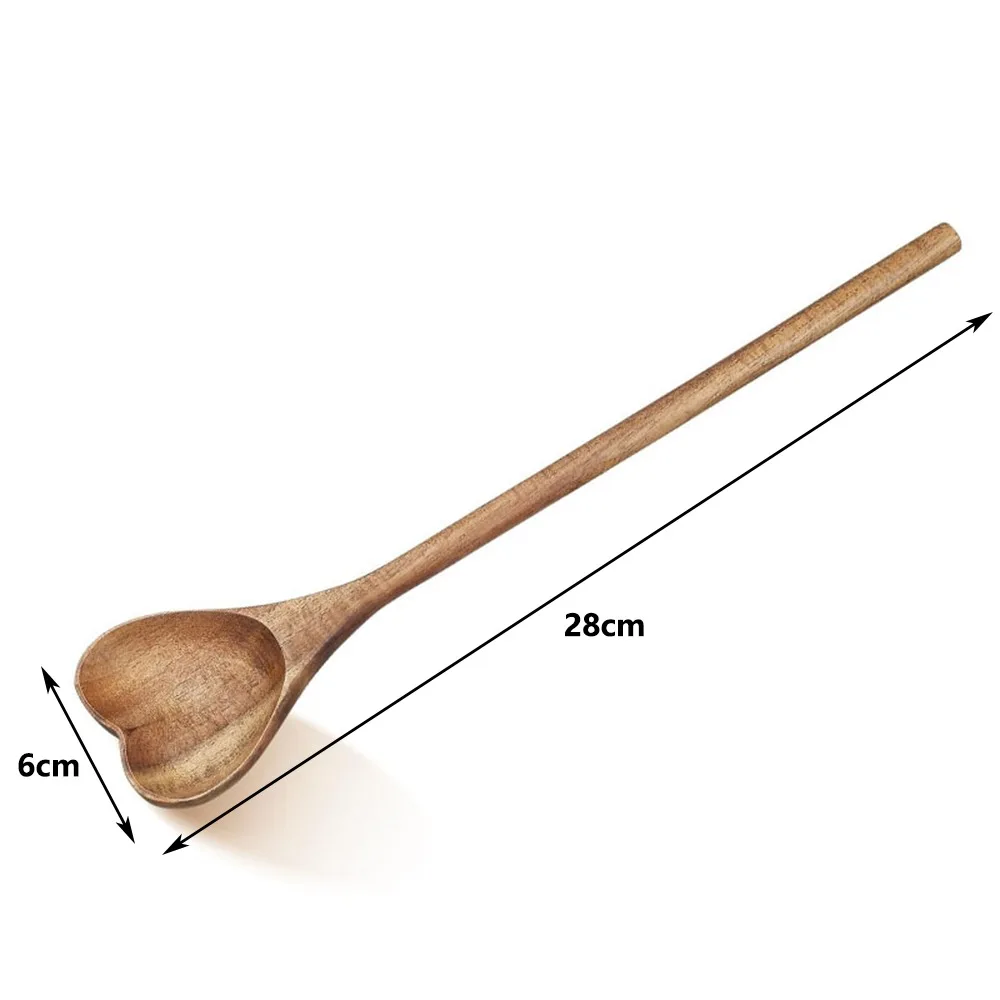 

Portable Premium Love Wooden Spoon Ergonomic Design Long Handle Rice Spoon Wooden Simple Teaspoon For Tea Honey Desserts