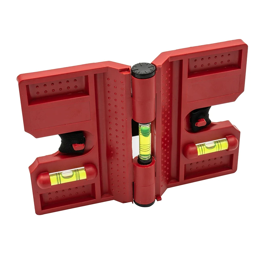 New Meter Post Fence Level Adjustable Magnetic Pipe Plastic Red Vertical W/ Strap With Straps 3 Vials 90° Angle