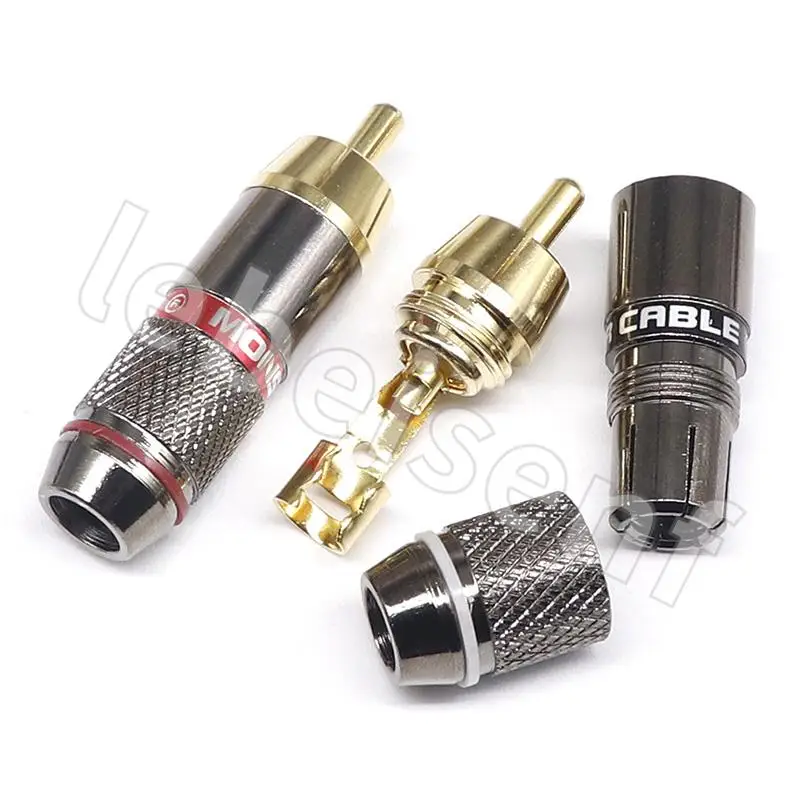 16 sztuk/8pairs Monster miedziane złote złącze męskie RCA Lotus lutowane wtyczki RCA okablowanie męskie audio i wideo rozszerzenie gniazdo