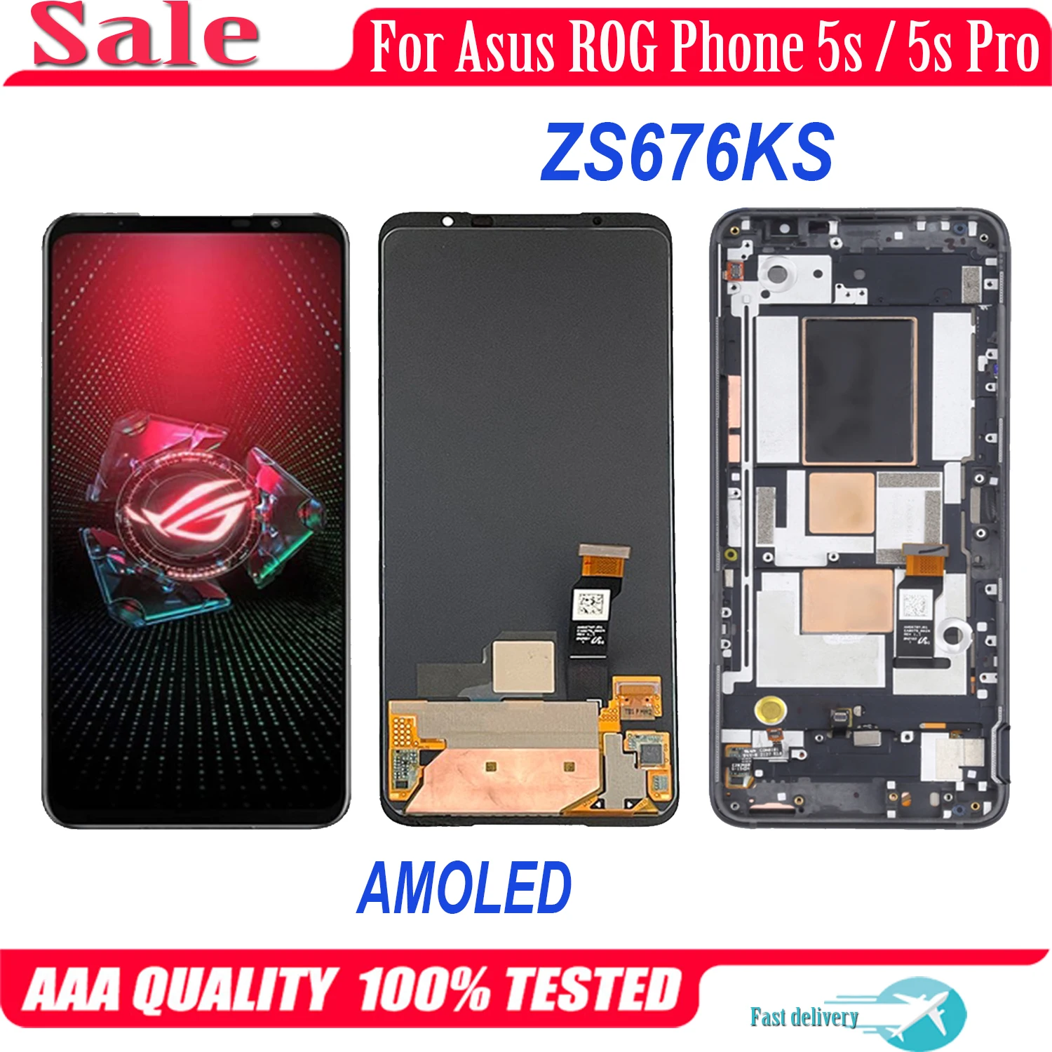 AMOLED For Asus ROG Phone 5s Pro ZS676KS LCD Display Touch Screen Digitizer Assembly For ROG Phone5s Pro LCD