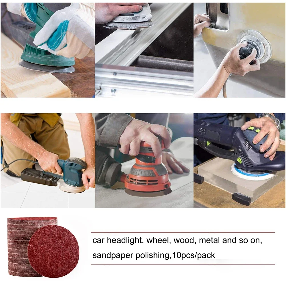 30/15PCS Sandpaper Hook and Loop Sanding Discs 3/4/5/6 Inch Polishing Pad Self-adhesive Flocking Grinding Sandpaper 800-Grit