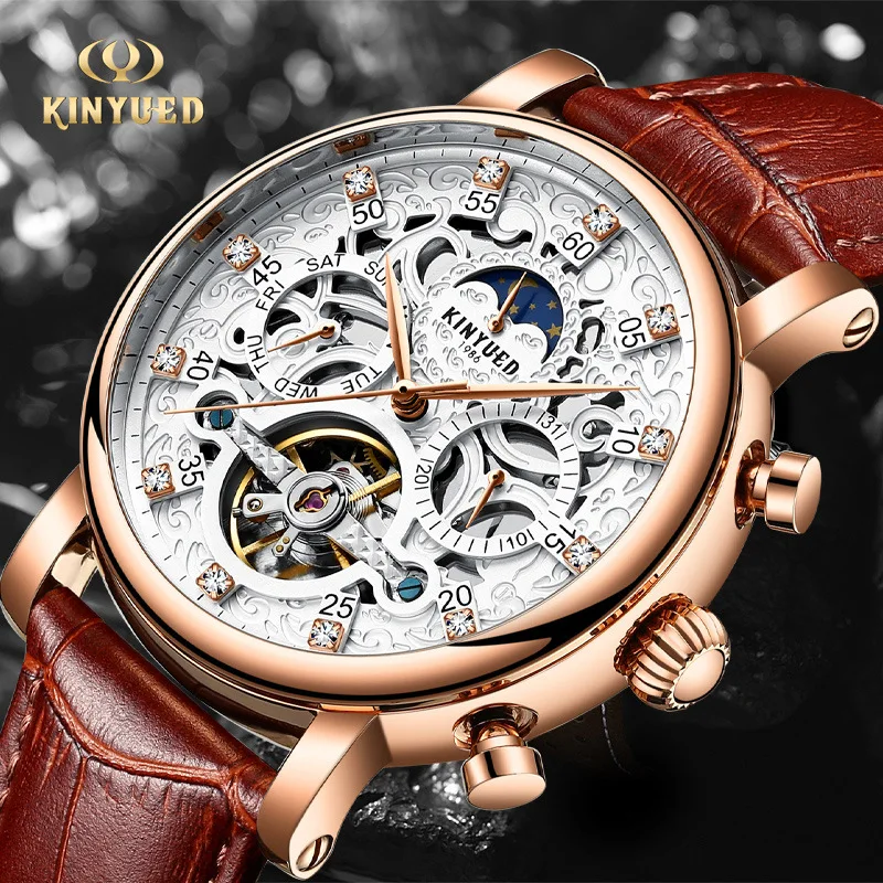 

Fashion Mechanical Automatic For Men Wrist With Winding Watches Watch Tourbillon Movement Skeleton Man Luminous Waterproof Uhr