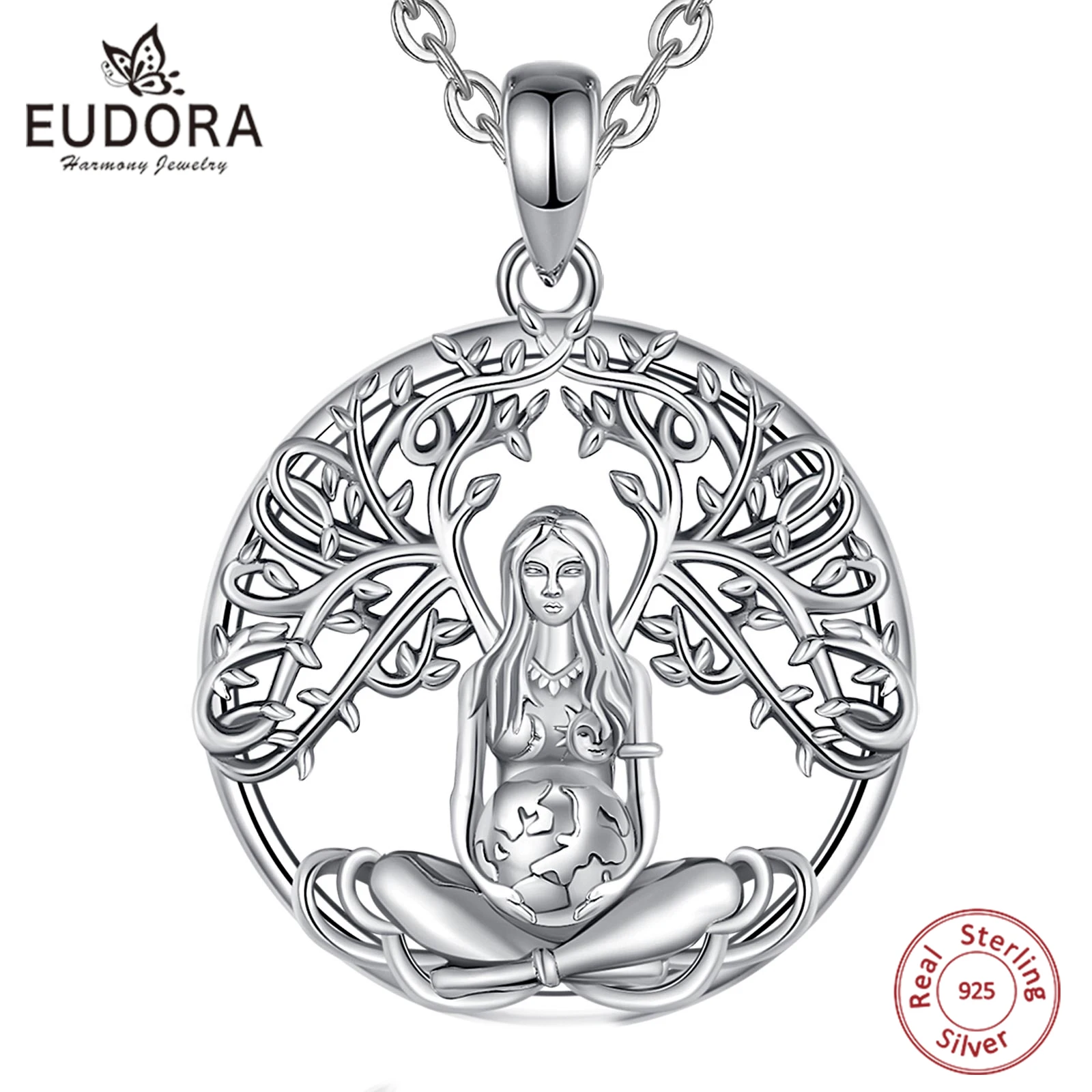 sterling silver mae terra colar pingente deusa vintage bruxa joias presente para homens e mulheres eudora 925 01