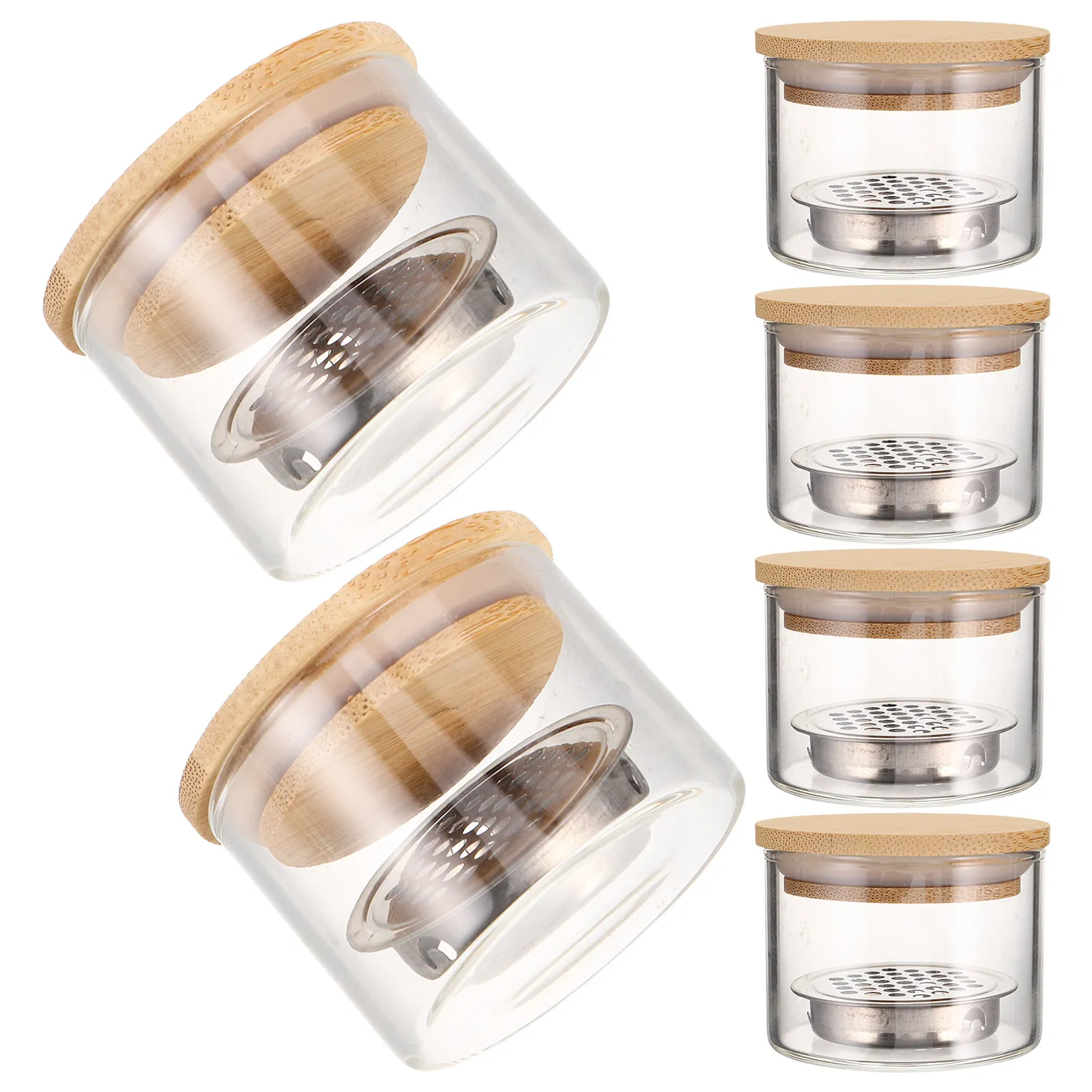 6Pcs Glass Nail Soaking Bowl Thickened Dappen Dish Stainless Steel Mesh Nail Brush Cleaner Professional Manicure Tool Cleaning