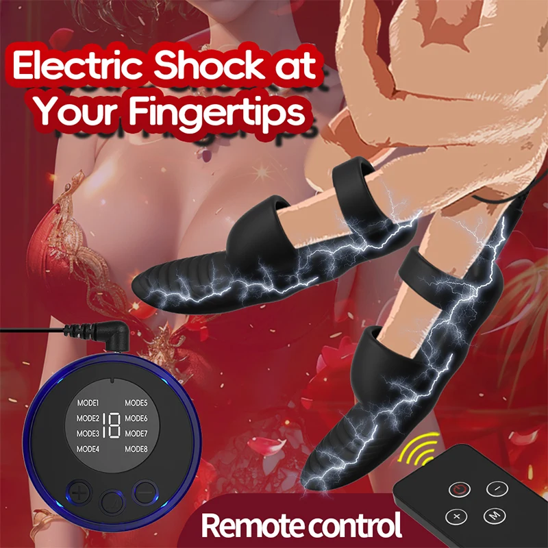 Electro Shock G Point Stimulation Finger Sleeve Clitoris Massage Sex Toy For Women Masturbator Sex Delay Couples Game E-stim Toy